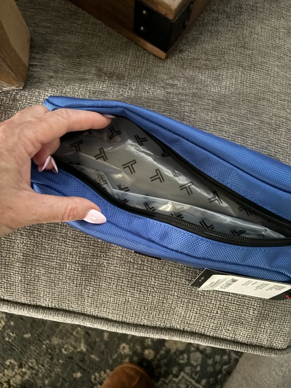 Tumi Bright Blue Nylon Toiletry Organizer with Black Zipper